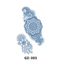 Tatouage semi-permanent aux herbes, motif fleur mandala bleu, autocollant imperméable. - Style Floral Mandala (GZ-303)