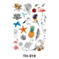 Gros autocollant de tatouage frais style coréen fleurs animaux tatouage temporaire pour tous - Motif TH-019