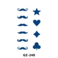 Herbal temporary tattoo sticker waterproof semi-permanent cute mustache poker design sheet - GZ-248 / 110x180mm