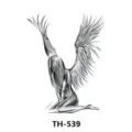 Black and white angel wings kneeling woman temporary tattoo sticker for body art decoration stylish - TH-539