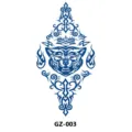 Tatouage semi-permanent aux herbes, design de loup tribal bleu, autocollant étanche pour poitrine. - GZ-003