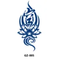 Herbal semi-permanent lotus tattoo sticker waterproof blue artistic design chest body art - GZ-005