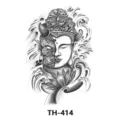 Waterproof temporary tattoo sticker featuring half Buddha and demon design with lotus waves. - TH-414 / 210*148mm