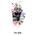 Autocollant de tatouage temporaire crâne rose aquarelle art corporel bras design coloré - Style Autocollant Tatouage (TH-529) / 210x148mm