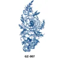 Herbal semi-permanent blue floral tattoo sticker waterproof chest body art design - GZ-007