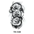 Tatouage temporaire autocollant rose noire blanche montre de poche demi-bras design - Style Autocollant Tatouage (TH-530) / 210x148mm