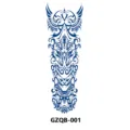 Autocollant de tatouage temporaire bras complet au jus de plante, design bleu tribal. - GZQB-001 (Totem Géométrique)