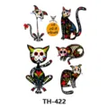 Temporary tattoo sticker featuring skeleton cats design, waterproof body art style. - TH-422 / 210*148mm