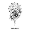 Temporary tattoo sticker black rose mandala geometric design waterproof body art for arm leg back - Dotwork Rose Style (TBS-8213)