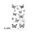 Foglio di adesivi per tatuaggi temporanei farfalla con disegno a linee per donne e uomini. - K-694