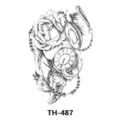 Autocollant de tatouage temporaire noir rose montre de poche plume étanche 1pc - TH-487
