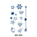Planche de tatouages temporaires aux herbes avec étoiles, diamants et fusée pour le corps. - GZ-243 / 110x180mm