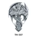 Black and white temporary tattoo sticker featuring a detailed dragon wrapped around a cross. - TH-537
