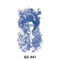Sticker de tatouage temporaire aux herbes avec motif de geisha squelette et mains priant. - GZ-441 / 180X110MM