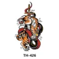 Waterproof temporary tattoo sticker featuring classic tiger snake dagger design for party wear. - TH-426 / 210*148mm