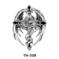 Gothic dragon wing cross temporary tattoo sticker black half arm body art decal design - TH-538