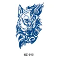 Herbal semi-permanent tattoo sticker featuring a fierce wolf tribal design for chest. - GZ-013