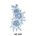 Herbal temporary tattoo sticker, beautiful blue peony botanical floral sketch variant. - GZ-249 / 110x180mm