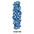 Herbal juice full arm temporary tattoo sticker tribal totem blue design long lasting - GZQB-006 (Dark Blue Totem)