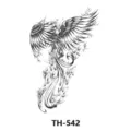 Black and white phoenix flame temporary tattoo sticker, stylish body art variant TH-542. - TH-542