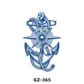 Waterproof herbal juice temporary tattoo sticker with anchor and compass design, blue style. - GZ-365