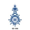 Waterproof temporary tattoo sticker featuring a classic nautical lighthouse anchor compass. - GZ-366