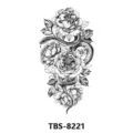 Black and white snake peony temporary tattoo sticker for arm, thigh, and body art. - Snake Peony Style (TBS-8221)
