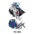 Waterproof temporary tattoo sticker sheet tribal wave design blue flower body art - TH-494