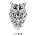 Black and white owl totem temporary tattoo sticker body art waterproof design variant - TH-553