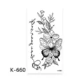 Autocollant de tatouage temporaire papillon floral noir et blanc design minimaliste. - K-660