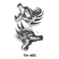 Waterproof temporary black wolf head tattoo sticker for cool arm and body art styling. - TH-495