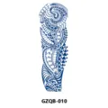 Herbal juice full arm temporary tattoo sticker tribal blue body art sticker variant design - GZQB-010 (Dark Blue Pattern)