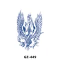 Waterproof herbal temporary tattoo sticker featuring praying hands and wings blue body art. - GZ-449 / 180X110MM