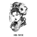 Tatouage temporaire avec un design de femme asiatique traditionnelle, art corporel. - Femme de Style Ancien (HB-181) / 210*148mm