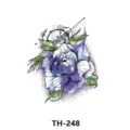 Waterproof purple peony temporary tattoo sticker with geometric lines for women body art decor. - TH-248 / 210*148mm
