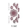 Feuille de tatouage temporaire mandala floral avec motifs de vigne et texte inspirant. - T-167 / 60x105mm