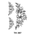 Adesivo per tatuaggio temporaneo floreale nero impermeabile con disegni botanici. - 210*148mm / Botanical Line Art Design (TH-387)