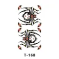Planche de tatouage temporaire avec motif d'araignée et de fleurs traditionnelles, art corporel. - T-168 / 60x105mm