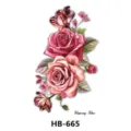 Autocollant de tatouage temporaire floral rose coloré bras art corporel pour hommes et femmes - HB-665 / 210*148mm