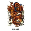 Waterproof temporary tattoo sticker featuring a fierce dragon design, perfect for half arm wear. - HB-345