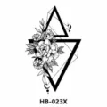 Geometric floral temporary tattoo sticker, waterproof black minimalist line art design. - 210*148mm / Geometric Floral (HB-023X)