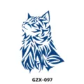 Adesivo tatuaggio gatto tribale blu impermeabile temporaneo corpo arte design variante - Stile Totem Gatto (GZX-097)