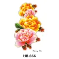 Autocollant de tatouage temporaire de fleur de pivoine colorée art corporel imperméable feuille - HB-666 / 210*148mm
