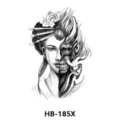Waterproof temporary tattoo sticker featuring a striking half geisha half demon mask design for body art. - HB-185X / 210*148mm