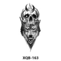 Autocollant de tatouage temporaire étanche avec motif de loup et de crâne pour art corporel. - XQB-163 / 210x114mm
