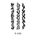 Feuille d'autocollant de tatouage temporaire tribal noir design de ligne géométrique T-171 - T-171 / 60x105mm