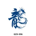 Adesivo per tatuaggio temporaneo impermeabile con drago cinese blu, design artistico corporeo - Stile Carattere Drago Cinese (GZX-096)