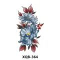 Autocollant de tatouage temporaire étanche avec un beau design de fleurs bleues et baies. - Chrysanthème Bleu Baies Rouges (XQB-364)