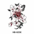 Waterproof temporary tattoo sticker with black and red peony snake design for body art. - 210*148mm / Peony Snake (HB-025X)