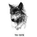 Autocollant de tatouage temporaire loup noir et blanc croquis art corporel transfer - TH-107X